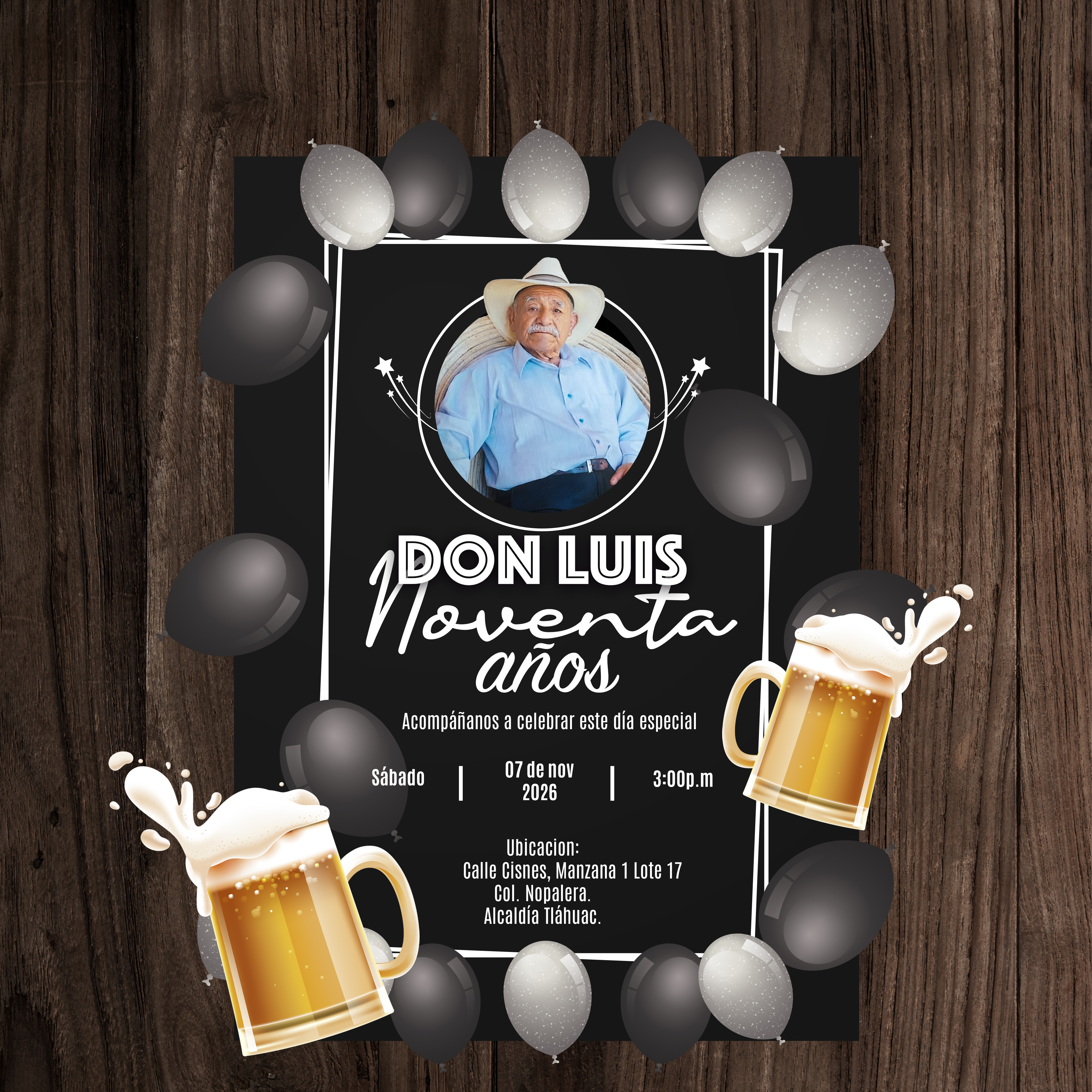 Invitación de los 90 años de Don Luis